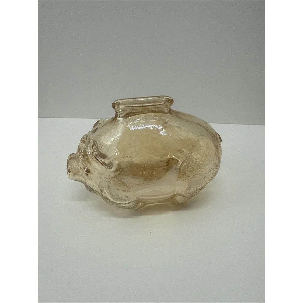 Vintage Anchor Hocking Amber Glass Piggy Bank 4x2x3
